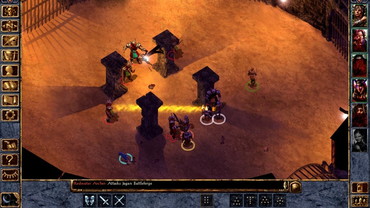 Fighting hordes of enemies in an arena