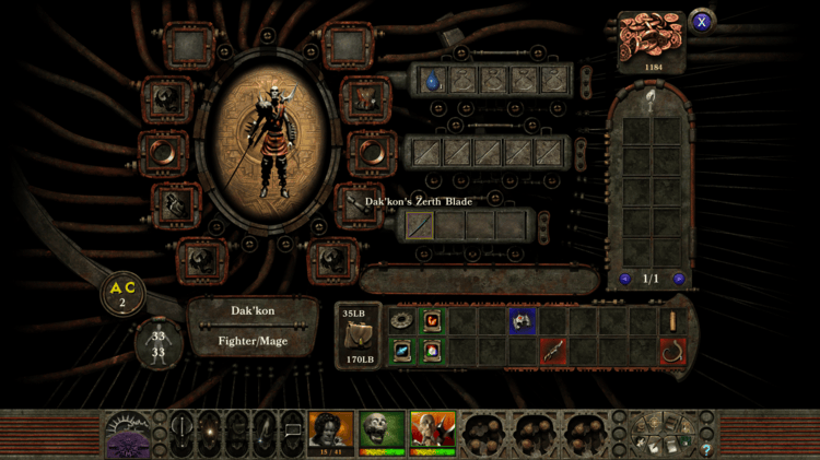 Character paperdoll and inventory screen
